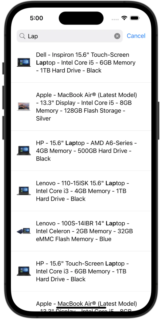When accepting a suggestion, the results of the search replace the suggestions