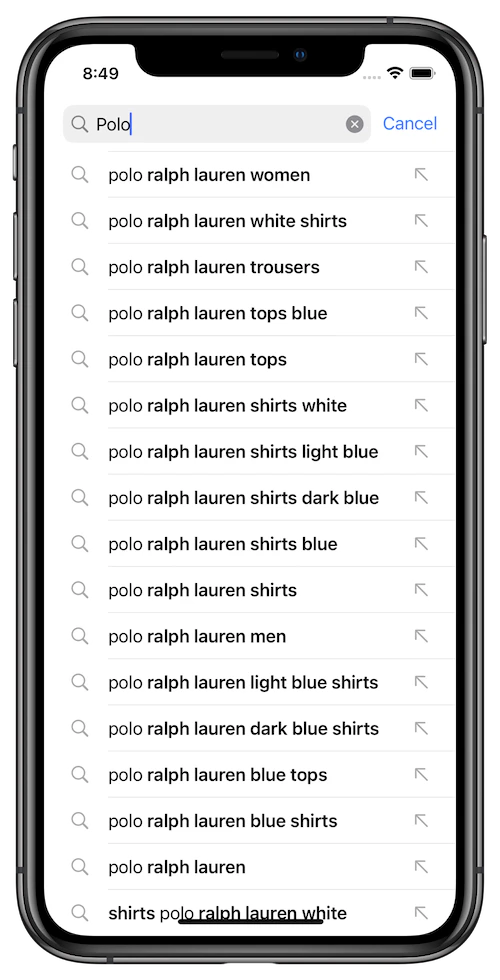 Query Suggestions on iOS update the list of suggestions dynamically as you type