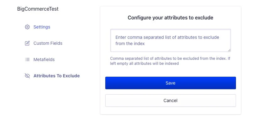 BigCommerce attribute exclude configuration