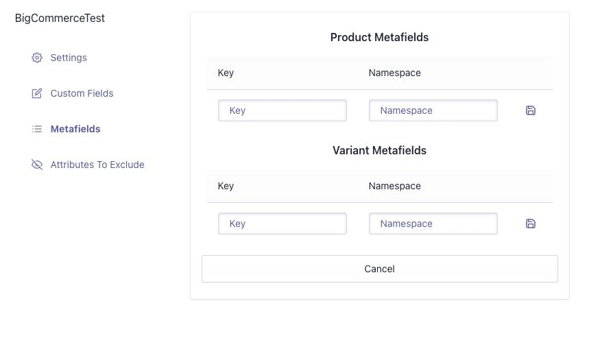 BigCommerce metafields configuration