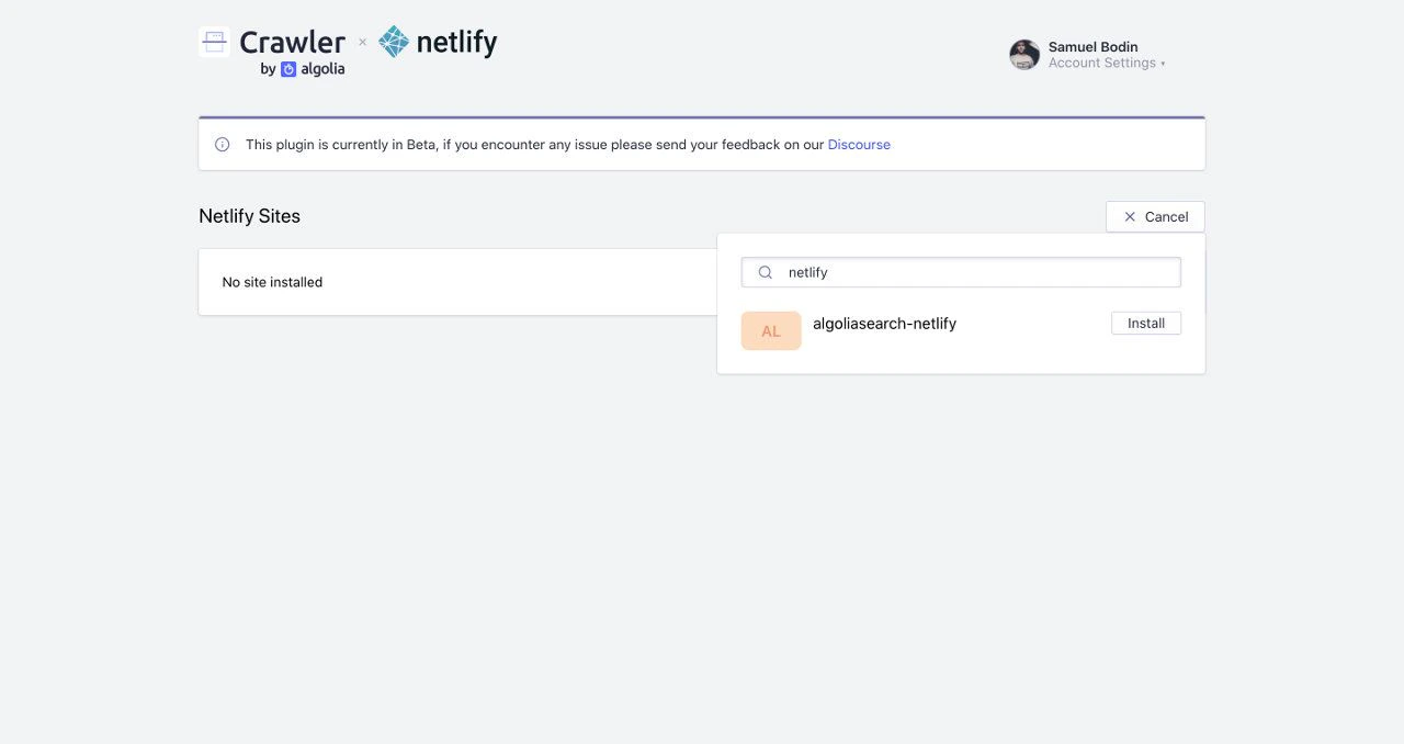 Search for your site in the Algolia Crawler Admin Console
