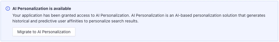 Banner inviting users to migrate to Advanced Personalization