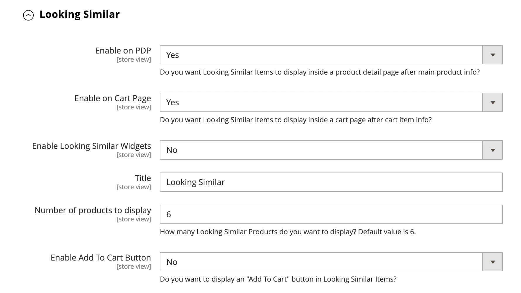 Configure the Looking Similar recommendations in the Magento dashboard