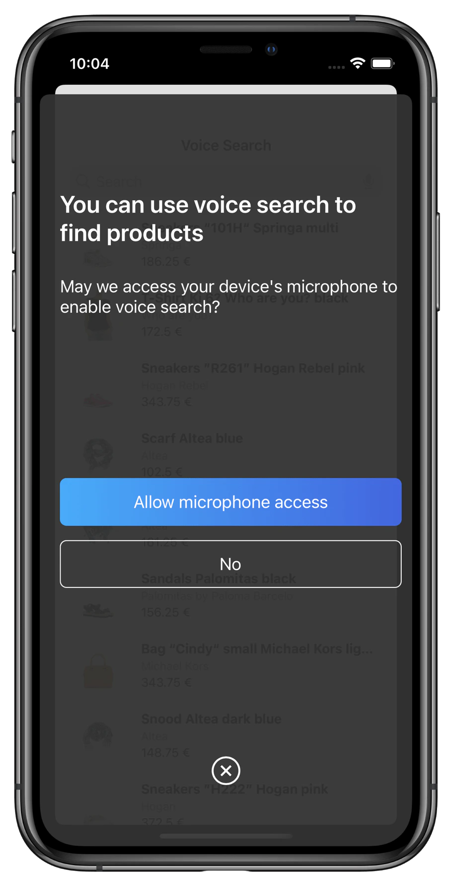 Simulator permission request