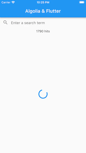 Screenshot of app showing loading indicator
