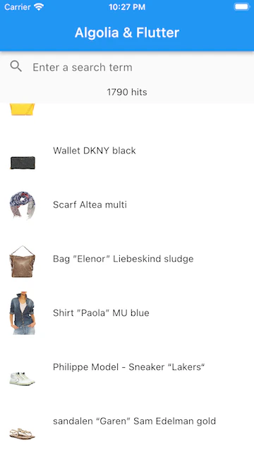 Screenshot of app showing infinite scrolling results