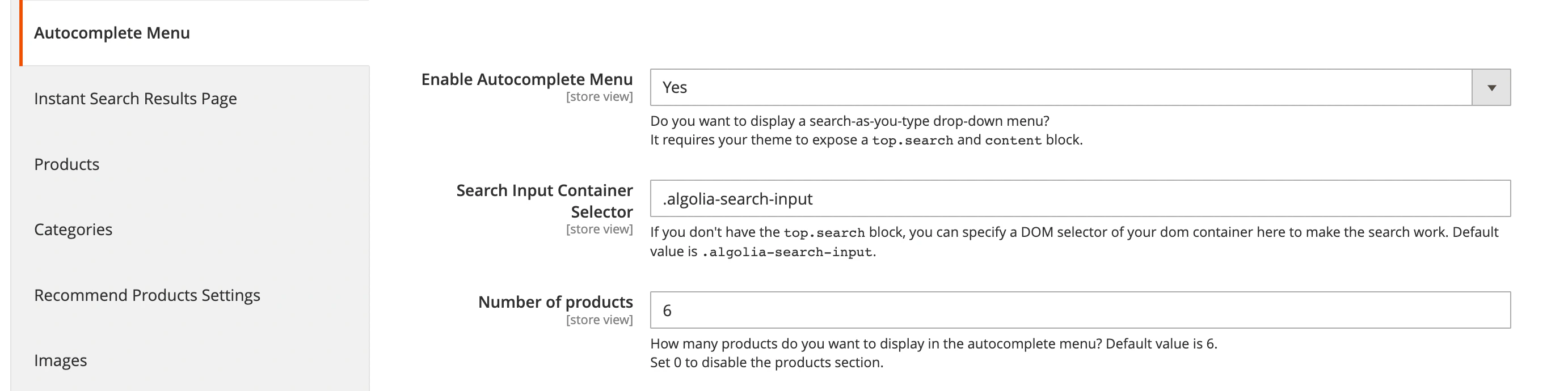 Change the search input container selector