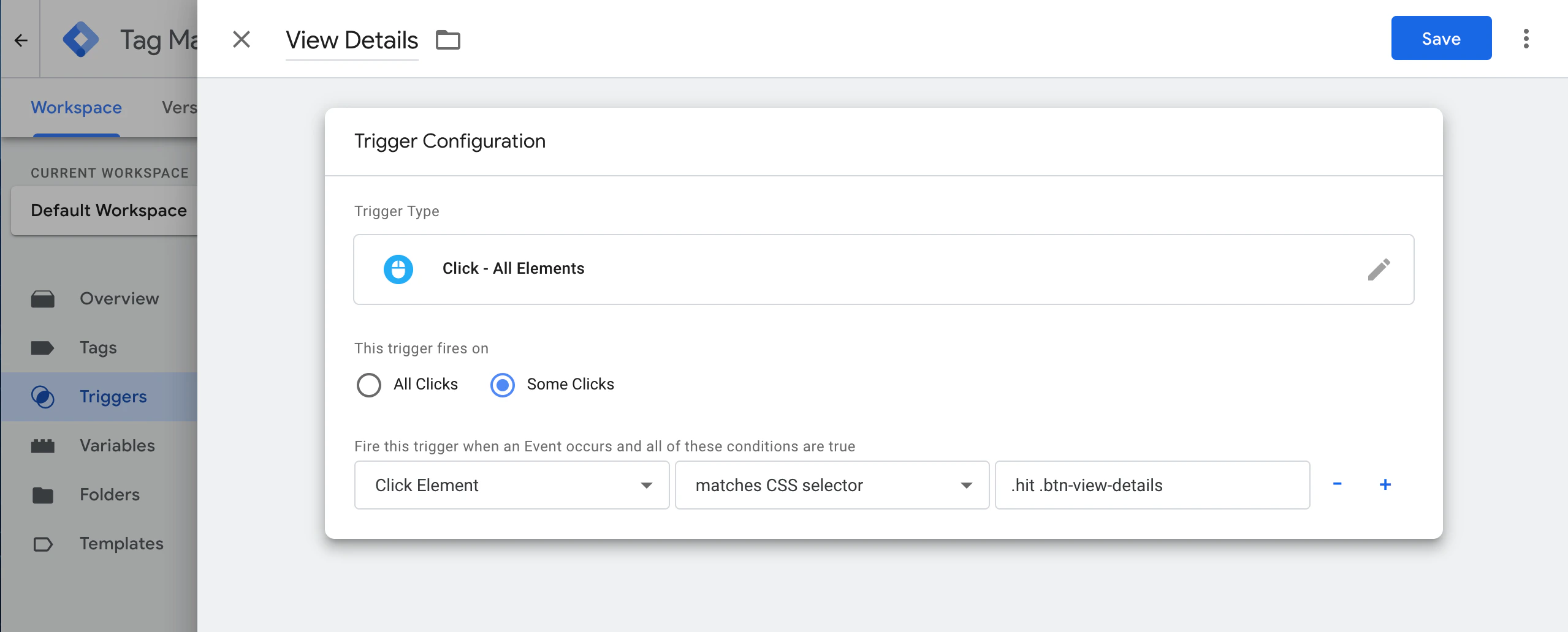 Add custom trigger with CSS selector matching in GTM