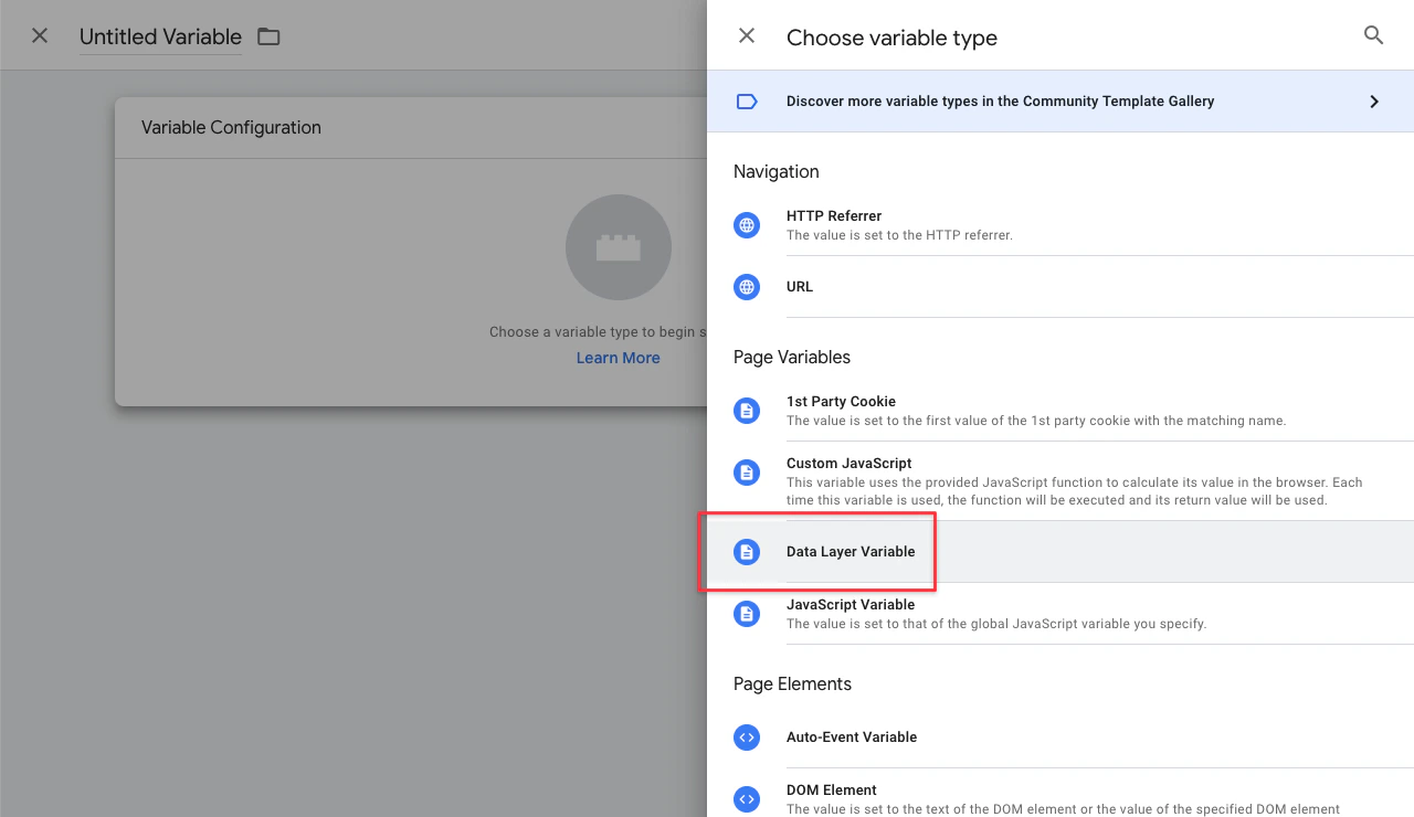 Add Data Layer variable in GTM - step 2