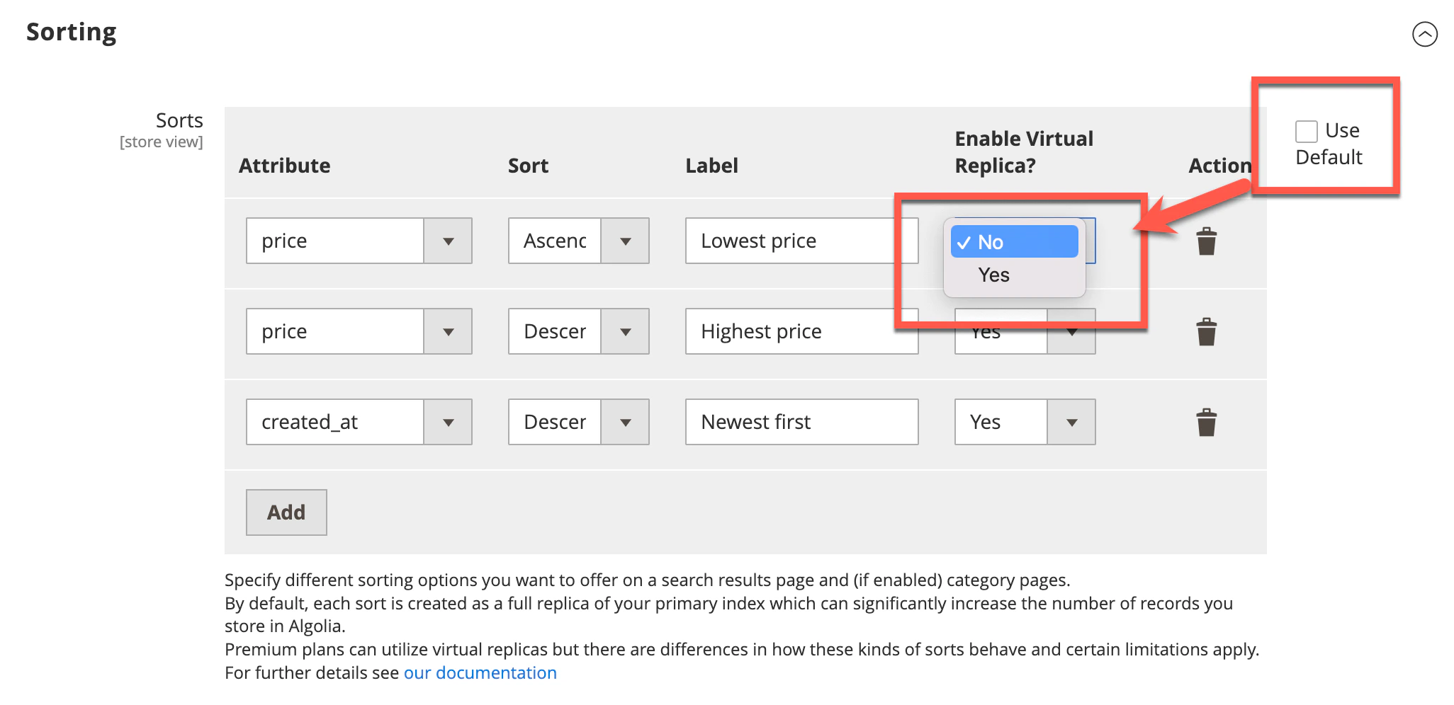 Limit virtual replica configuration by website scope