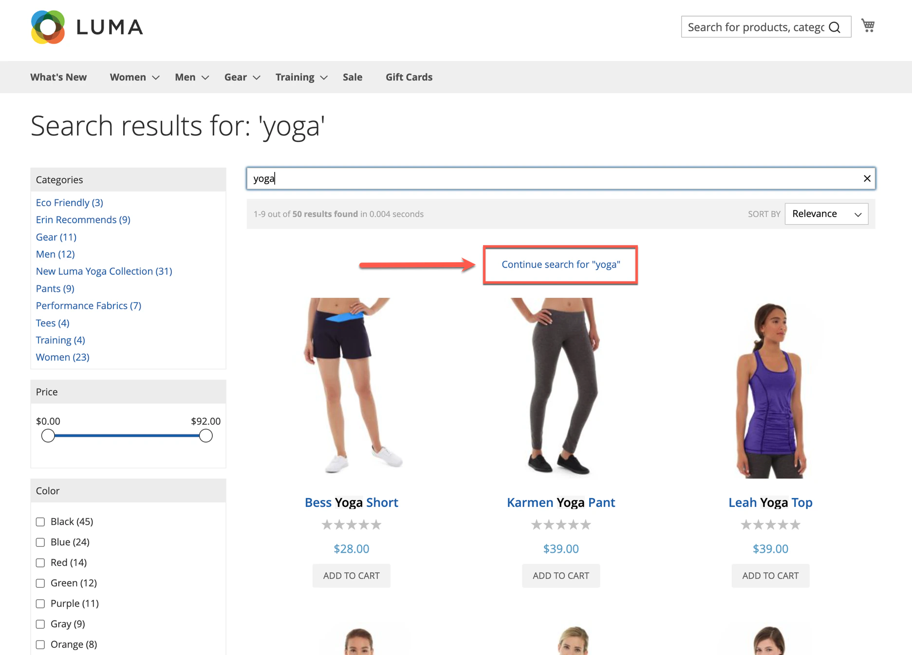 Selectable redirect link displayed in InstantSearch