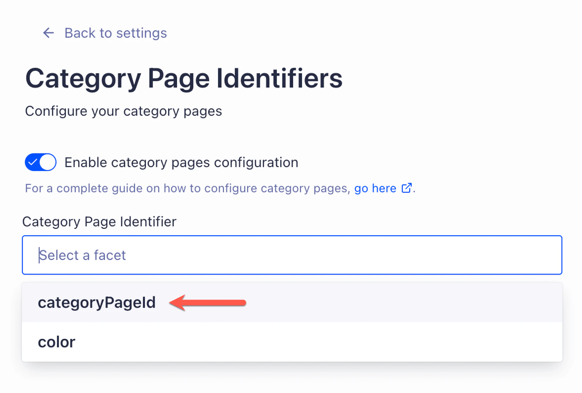 Merchandising studio category page ID attribute selection
