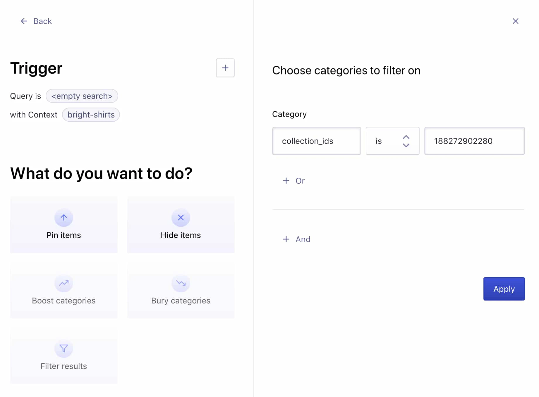 Filter the search results on that particular collection
