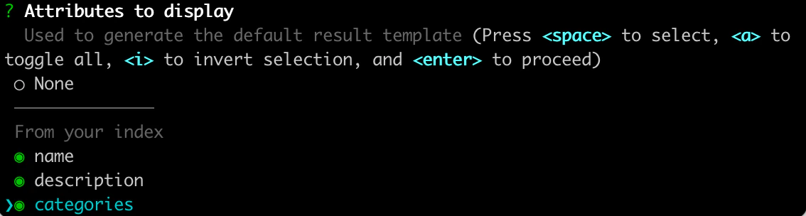 Select name, description, and categories when prompted