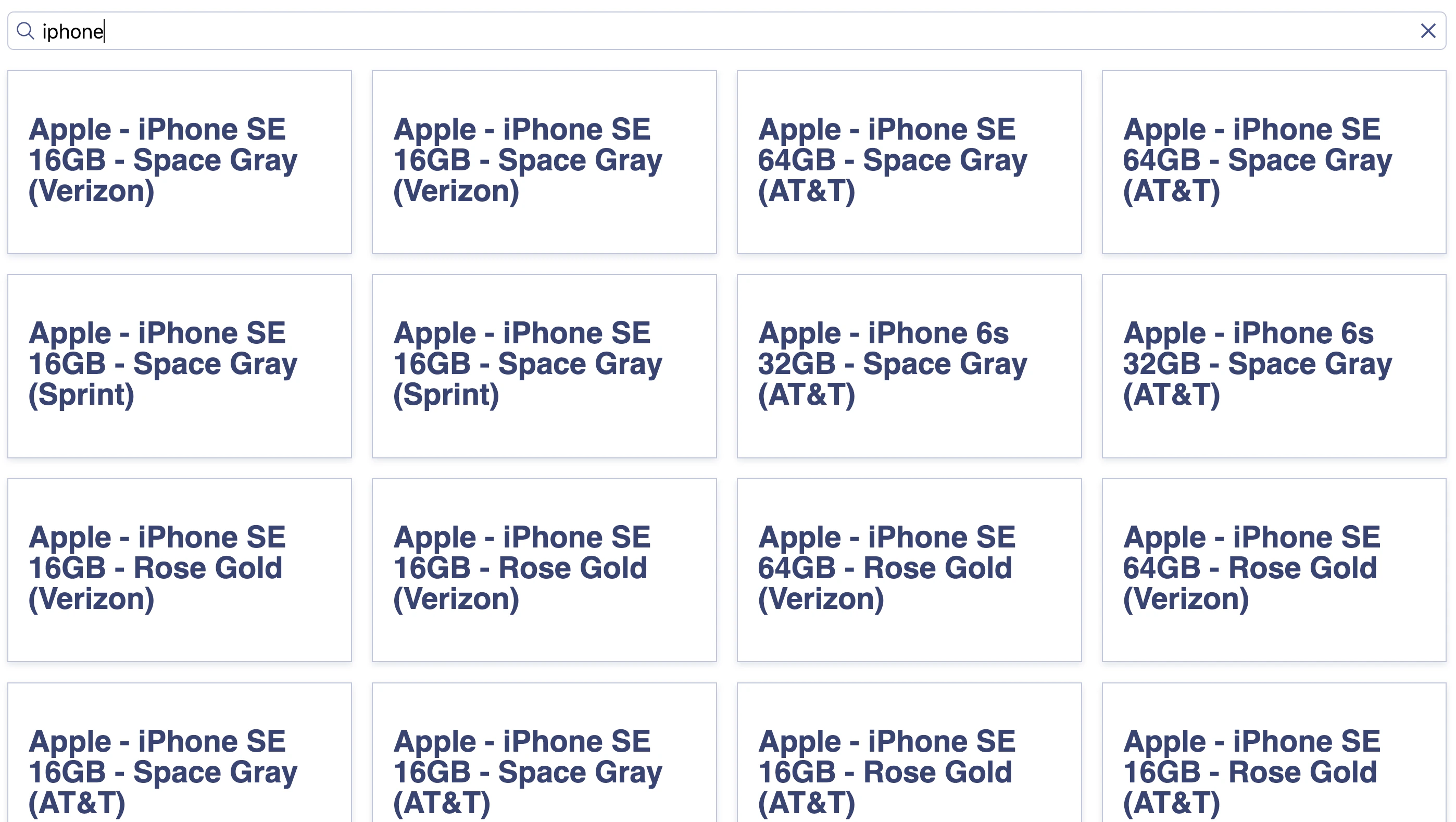 Search box with results in the quickstart app