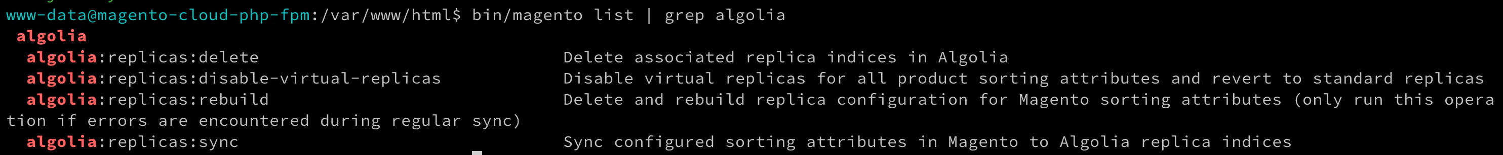 See available Algolia CLI commands