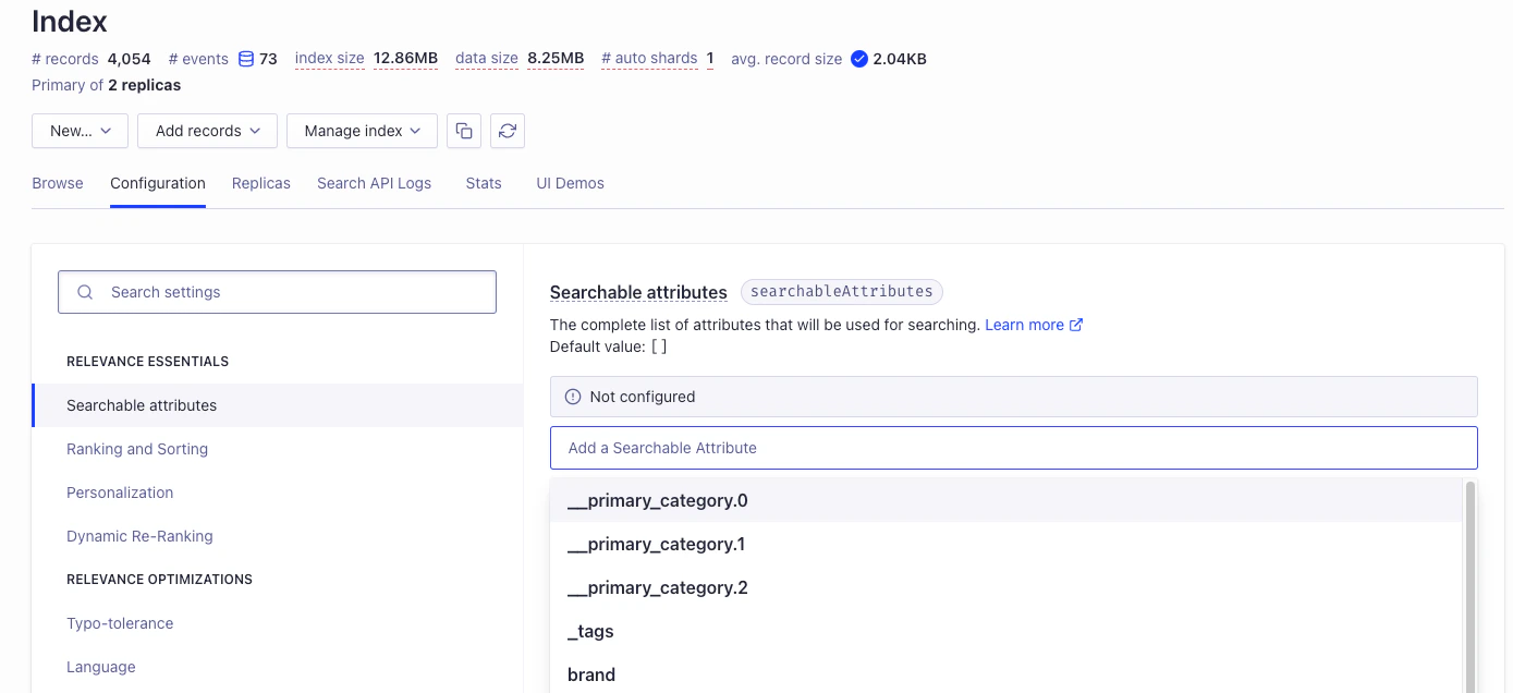 Configure your searchable attributes