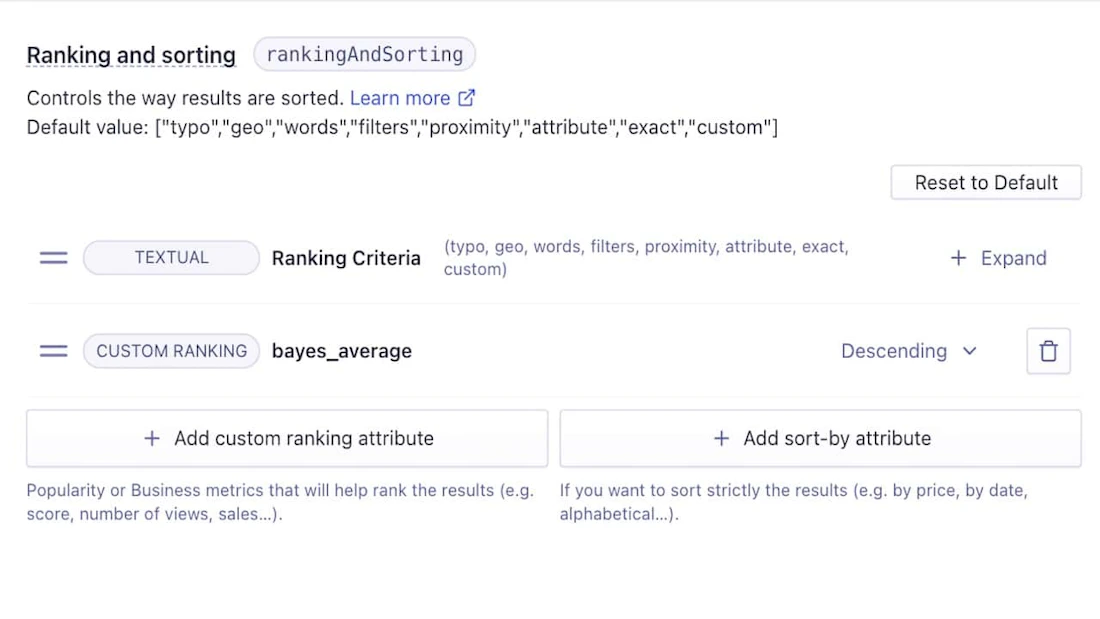 Bayesian averages in custom ranking - Algolia