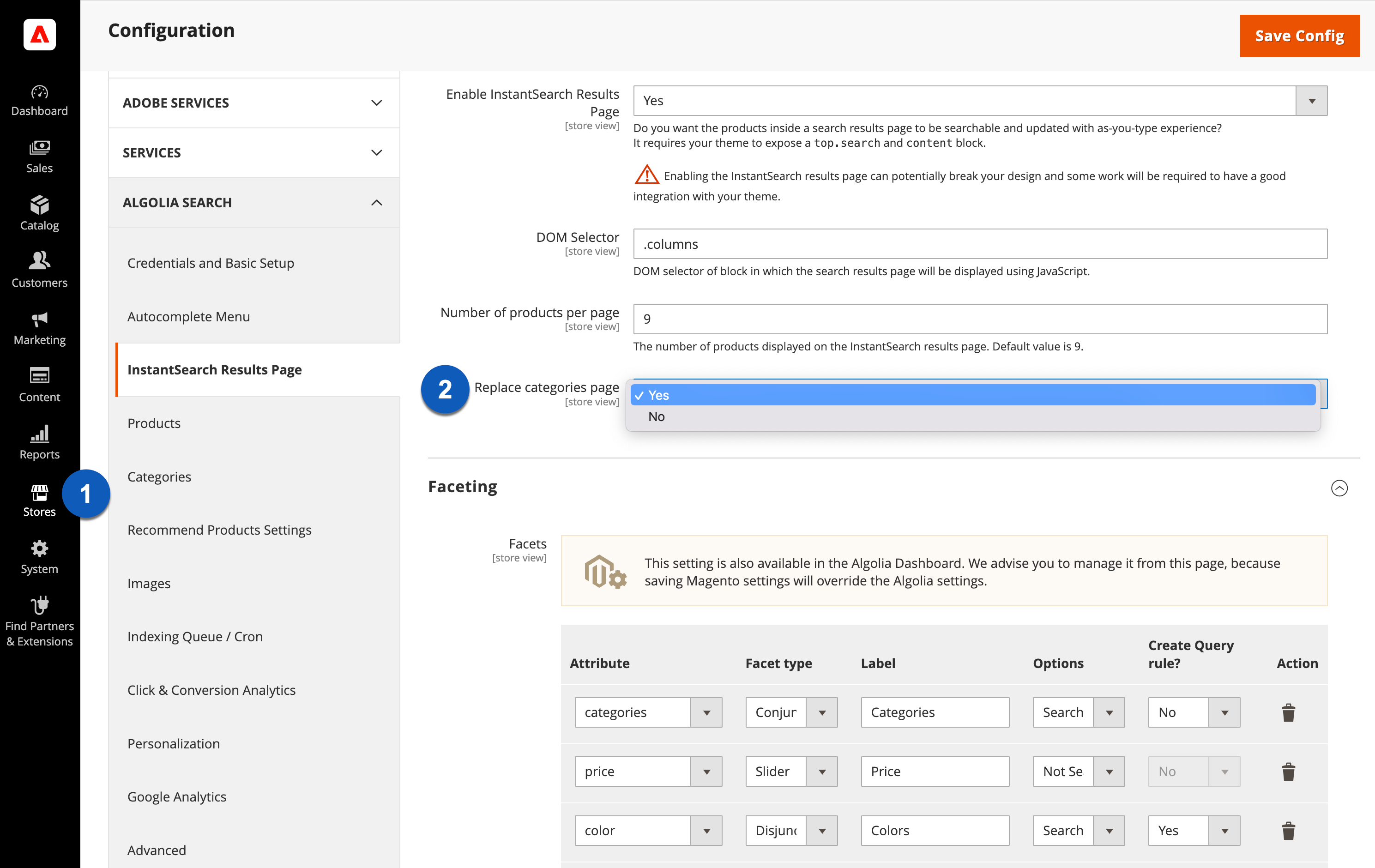 Magento category page settings