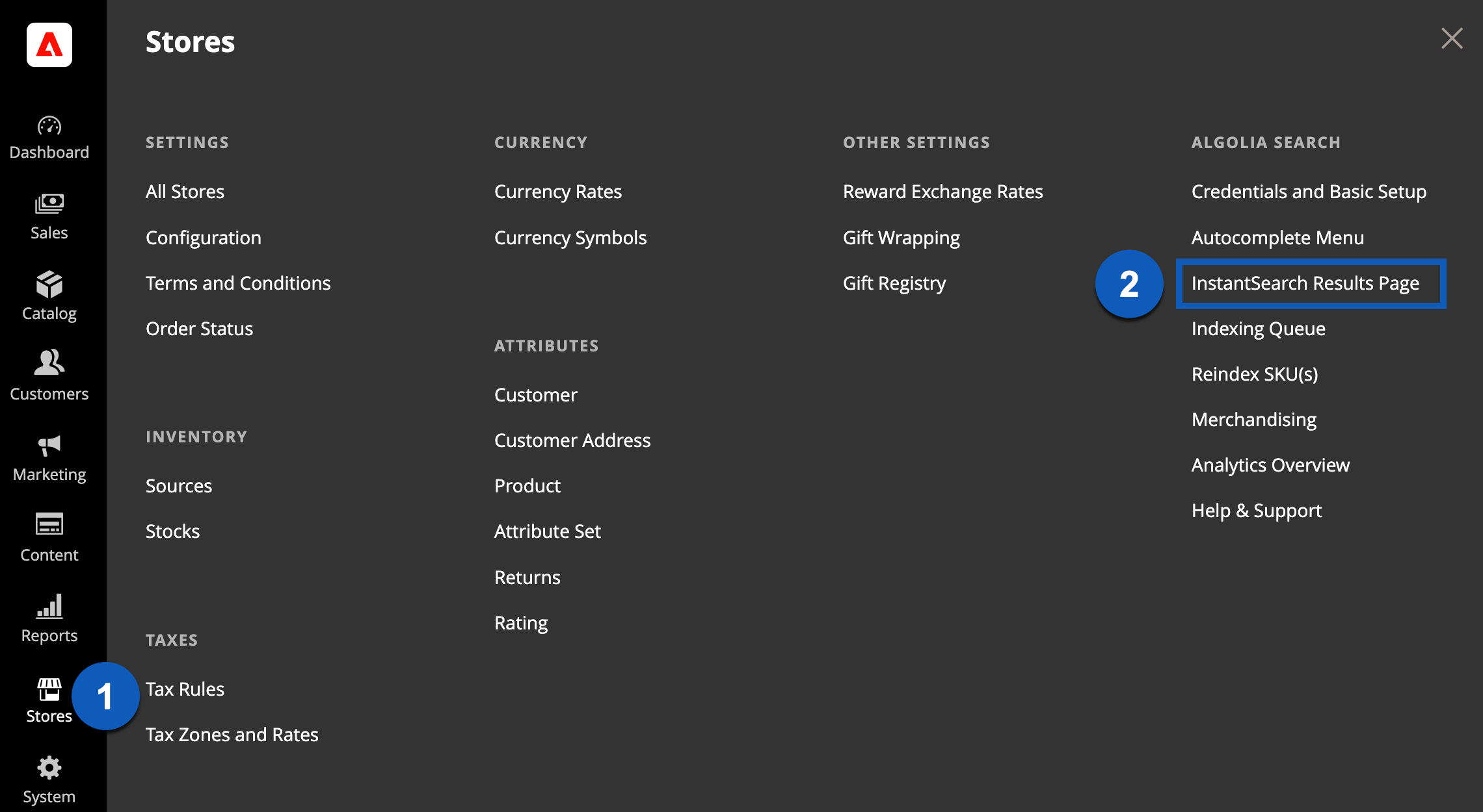 Magento InstantSearch settings