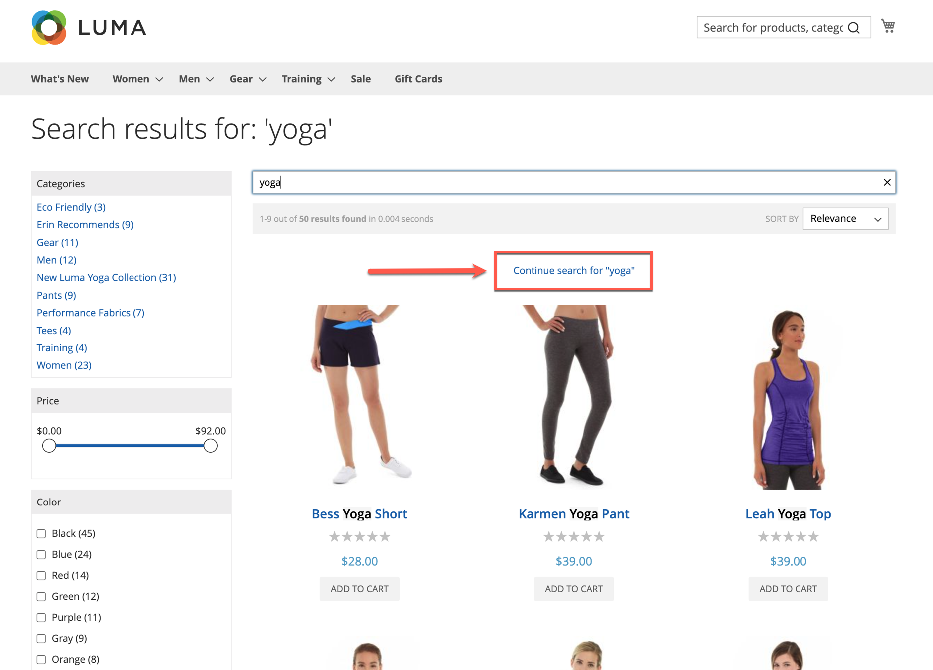 Selectable redirect link displayed in InstantSearch