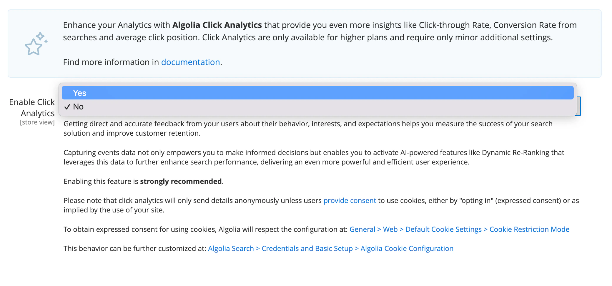 Enable conversion tracking in your Magento dashboard