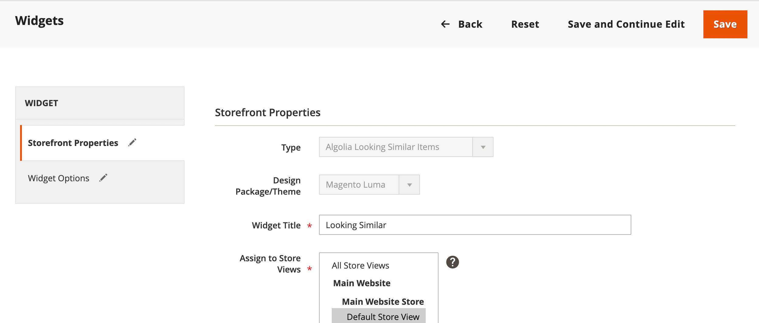 Configure options for the trending items recommendations