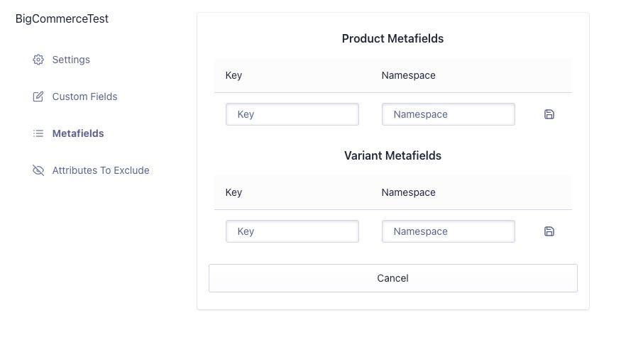 BigCommerce metafields configuration