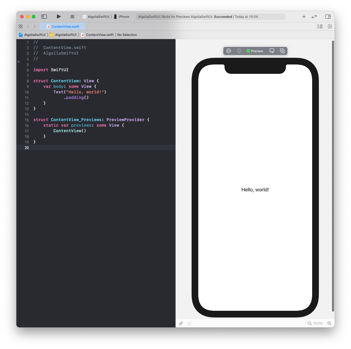SwiftUI hello world