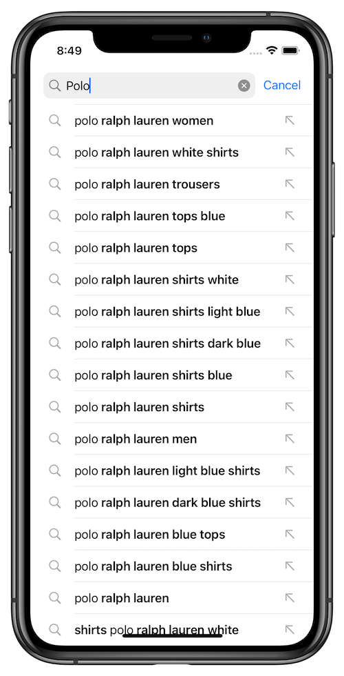 Query Suggestions on iOS update the list of suggestions dynamically as you type