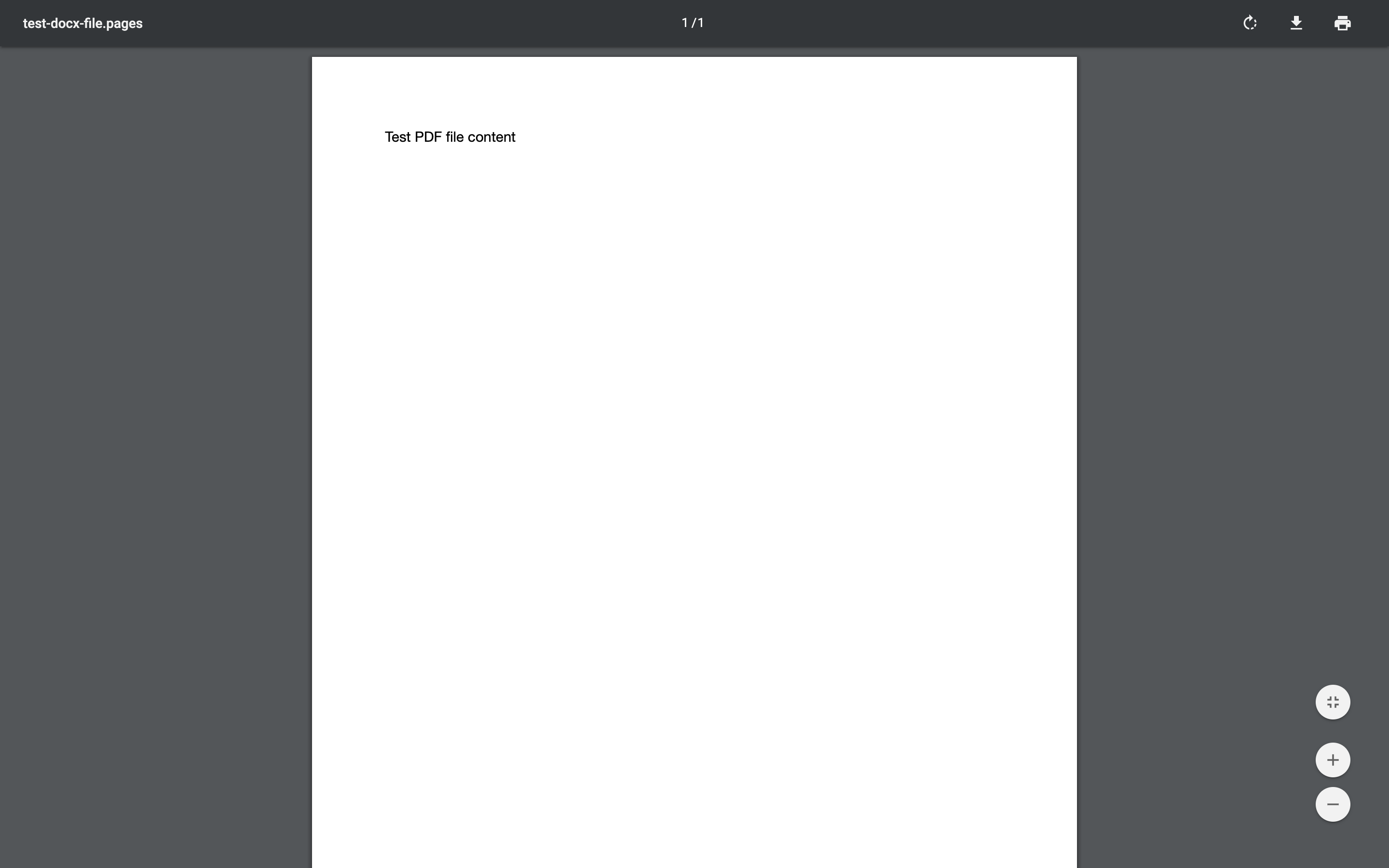 A PDF document with the text: Test PDF file content