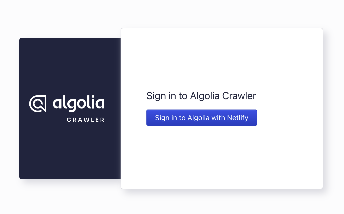 Web page with a button with the label 'Sign in to Algolia with Netlify'