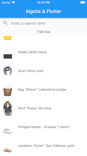 Screenshot of app showing infinite scrolling results