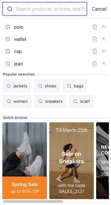Advanced federated search experience for ecommerce (on mobile)