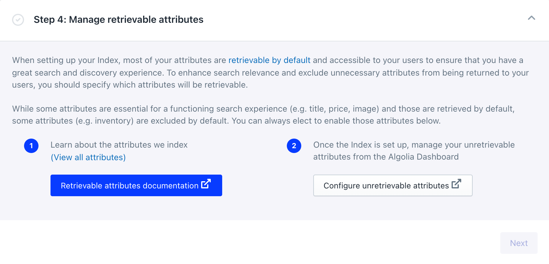 Configure unretrievable attributes
