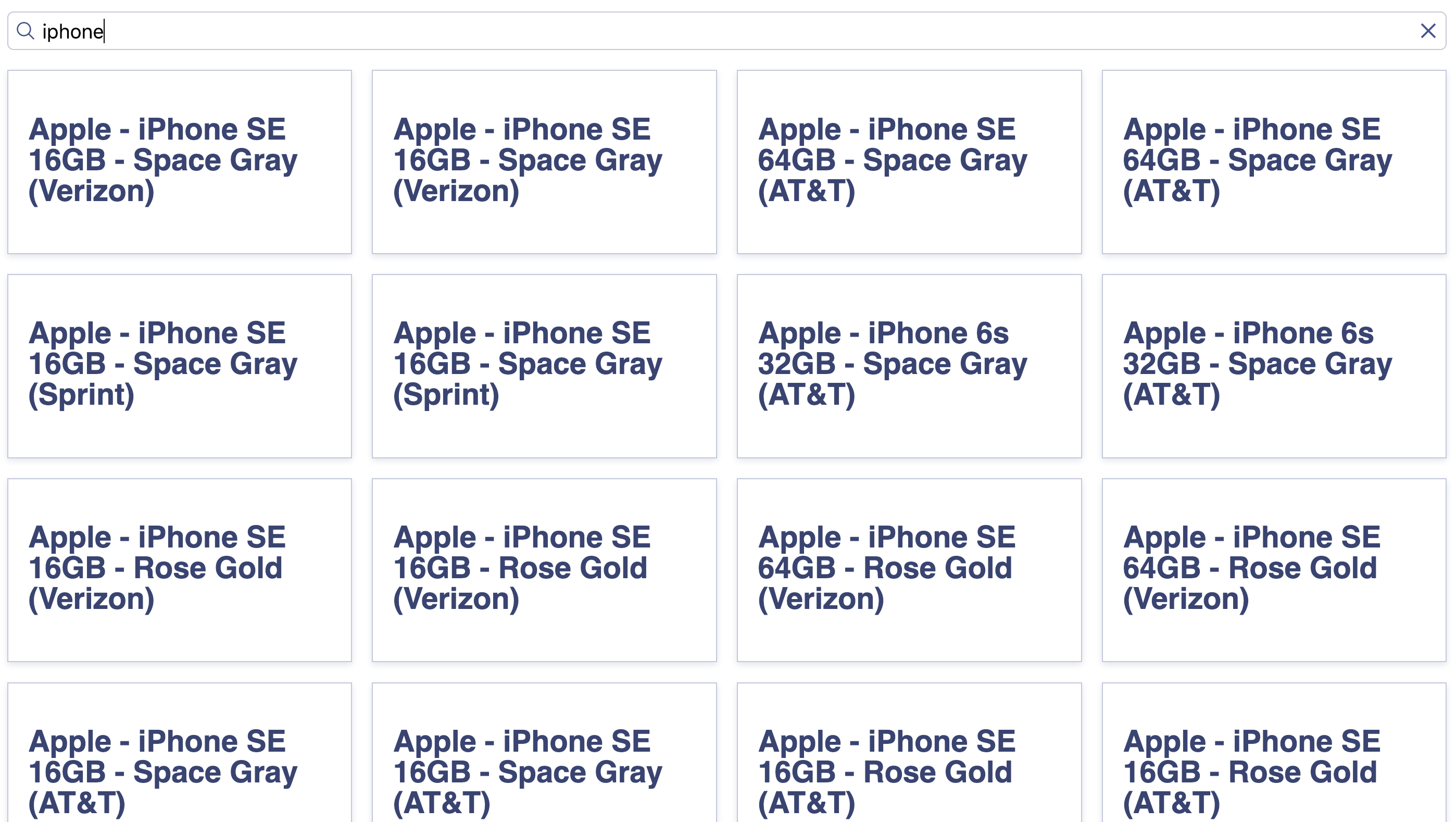 Search box with results in the quickstart app