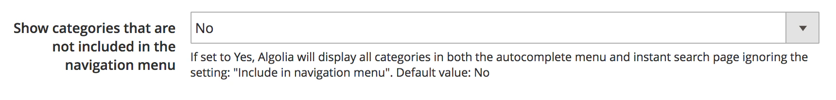 Show categories that aren't included in the navigation menu configuration