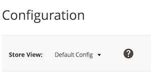 Screenshot of a configuration section showing a 'Store View' drop-down menu set to 'Default config' with a help icon.