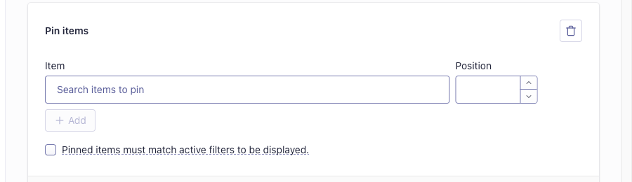 Pinned items must match active filters to be displayed