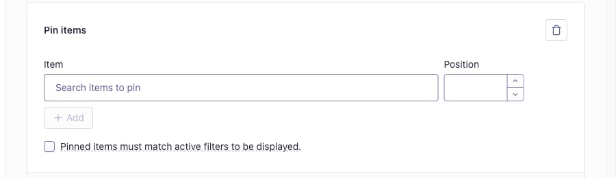 Pinned items must match active filters to be displayed