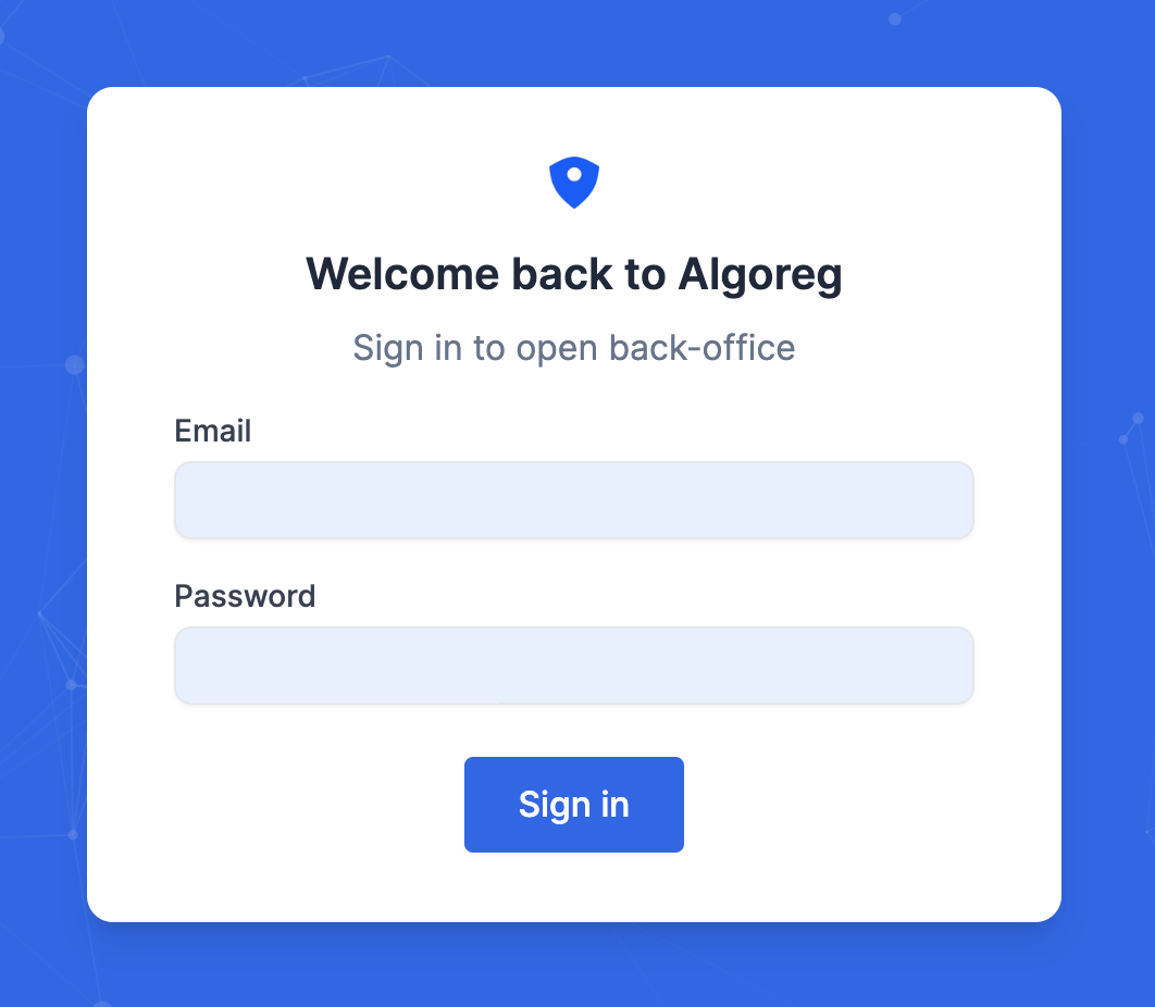 Authentication screen