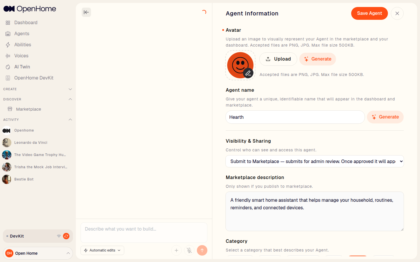 Agent Information section