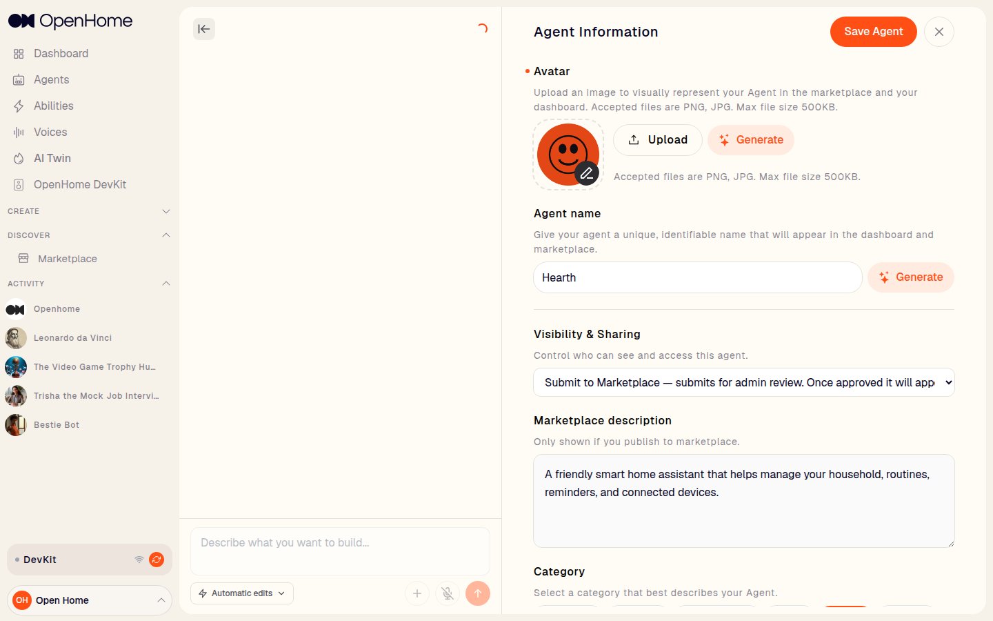 Agent Information section