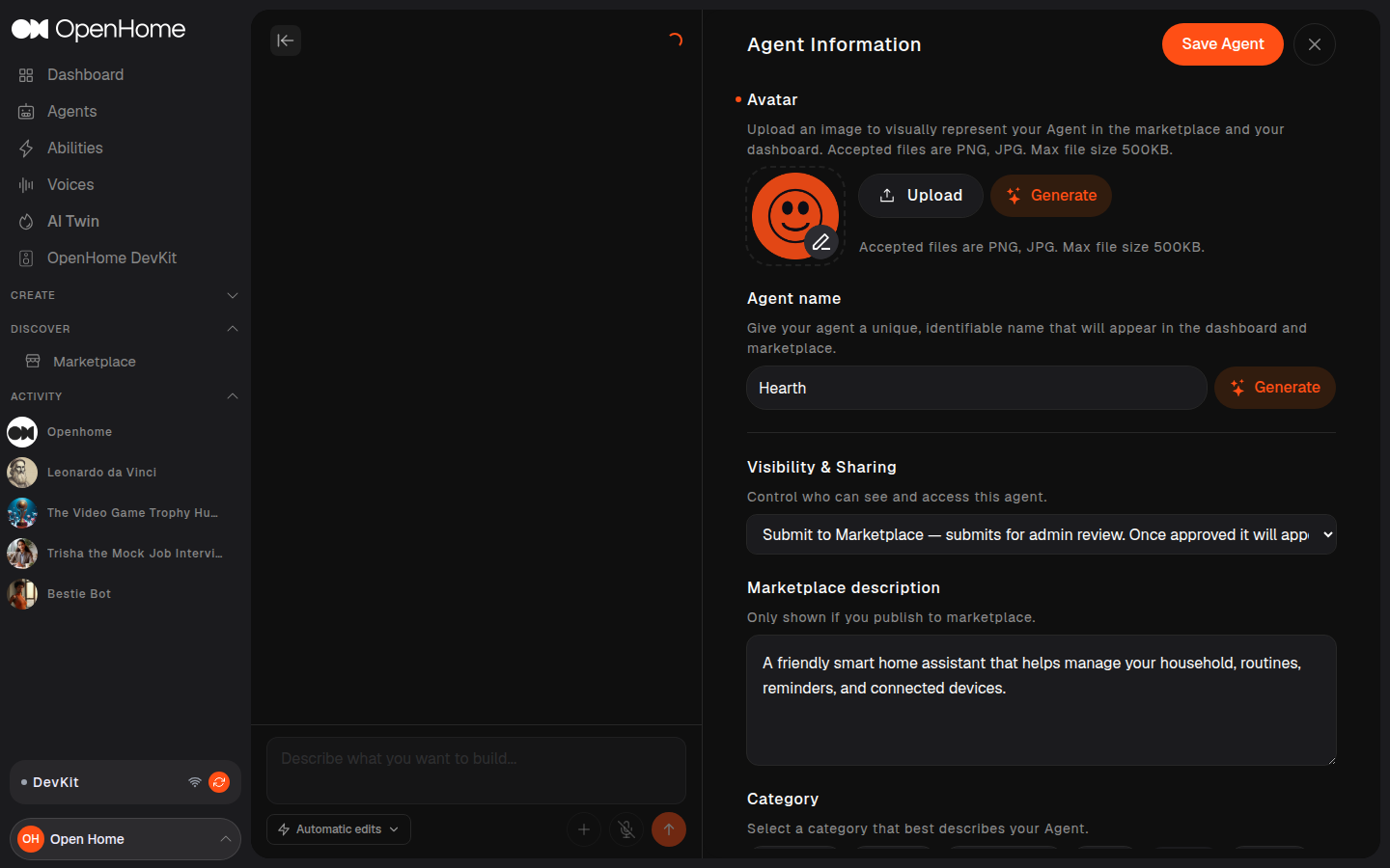 Agent Information section