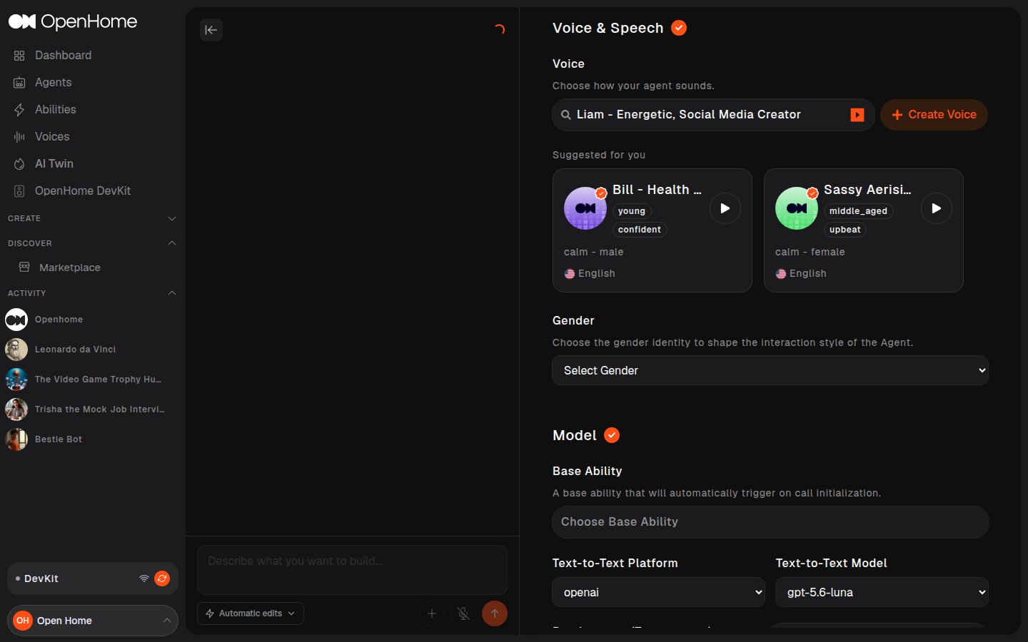 Voice and Speech section