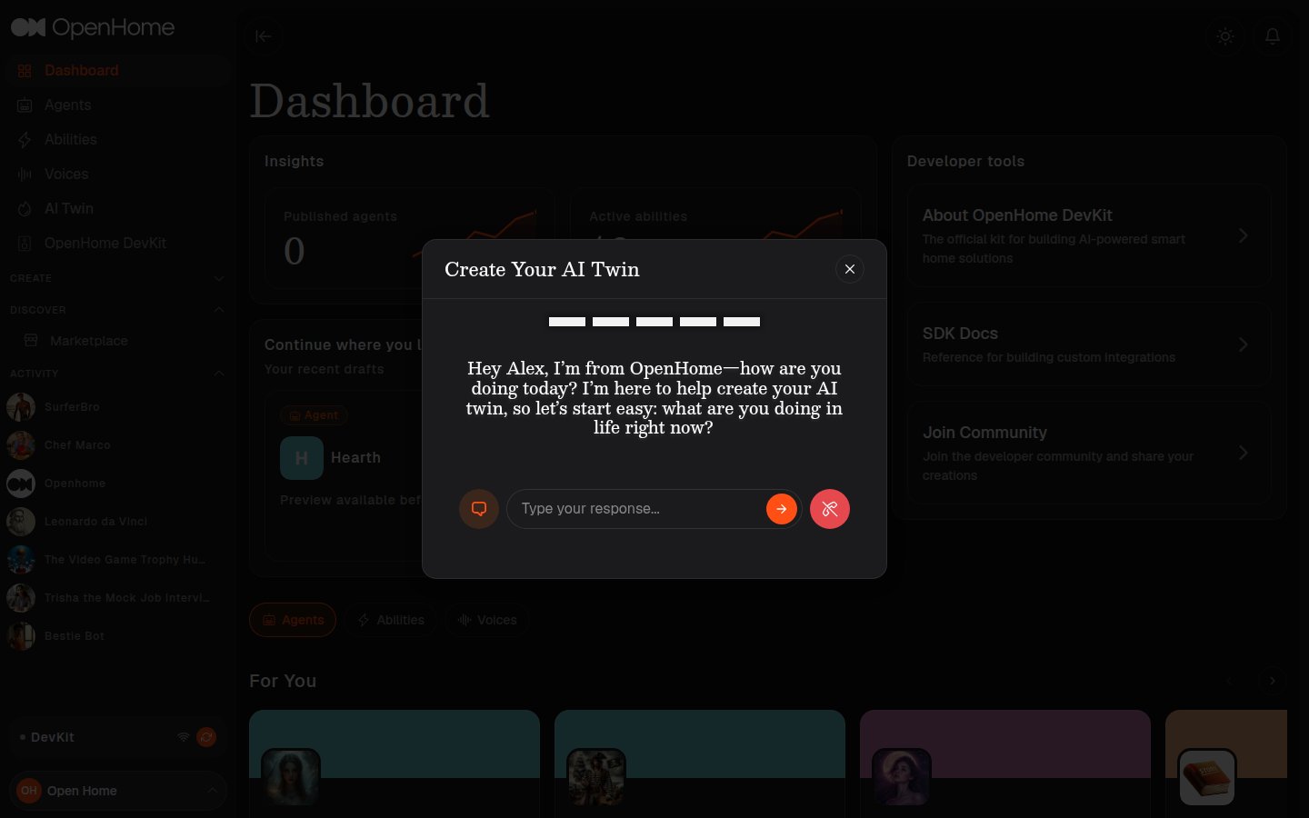 AI Twin conversation in chat mode, with a text box for typing responses