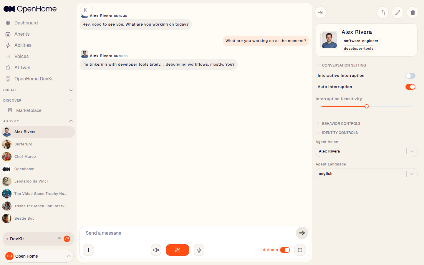 A finished AI Twin answering a question in its conversation view