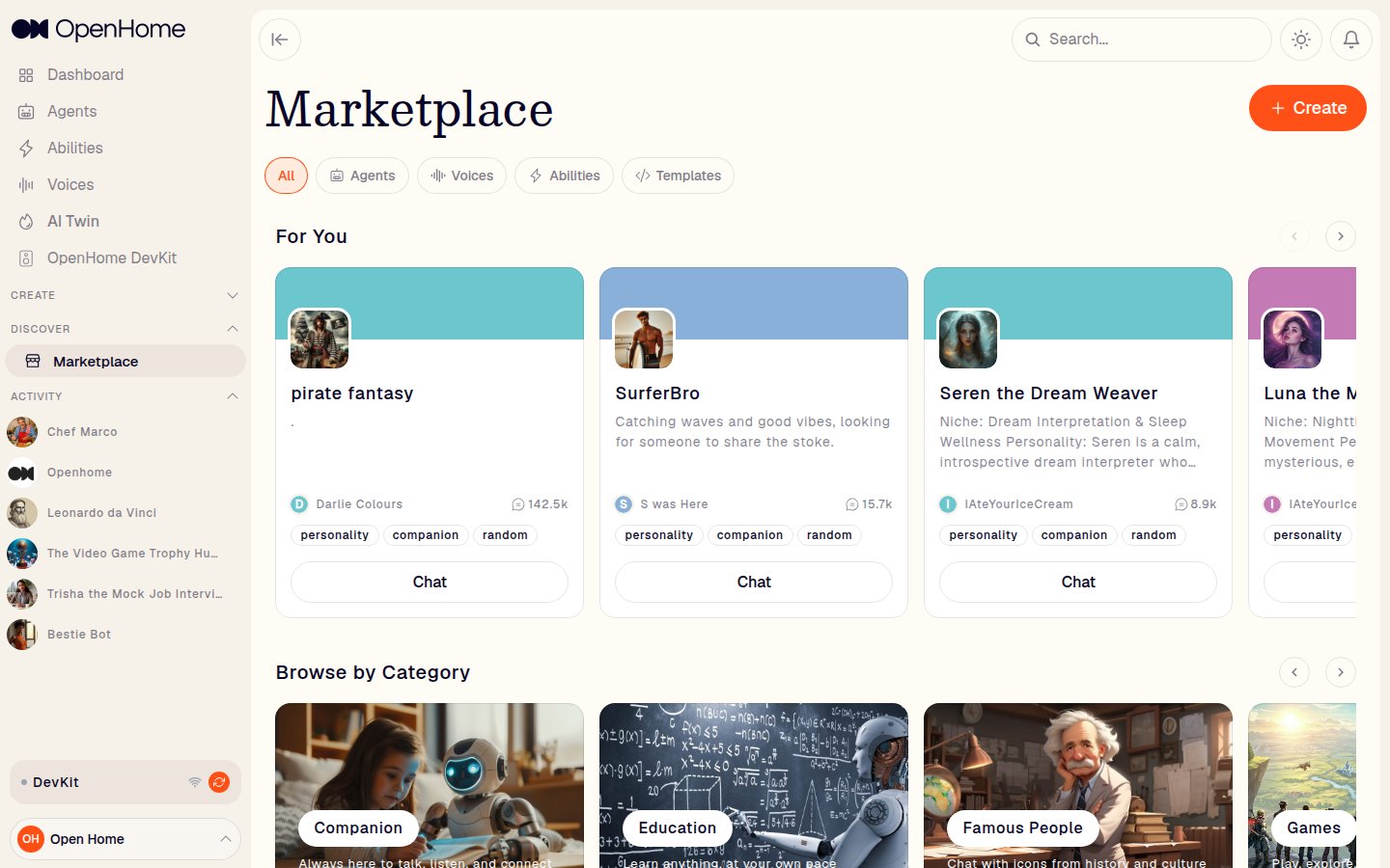 Marketplace page