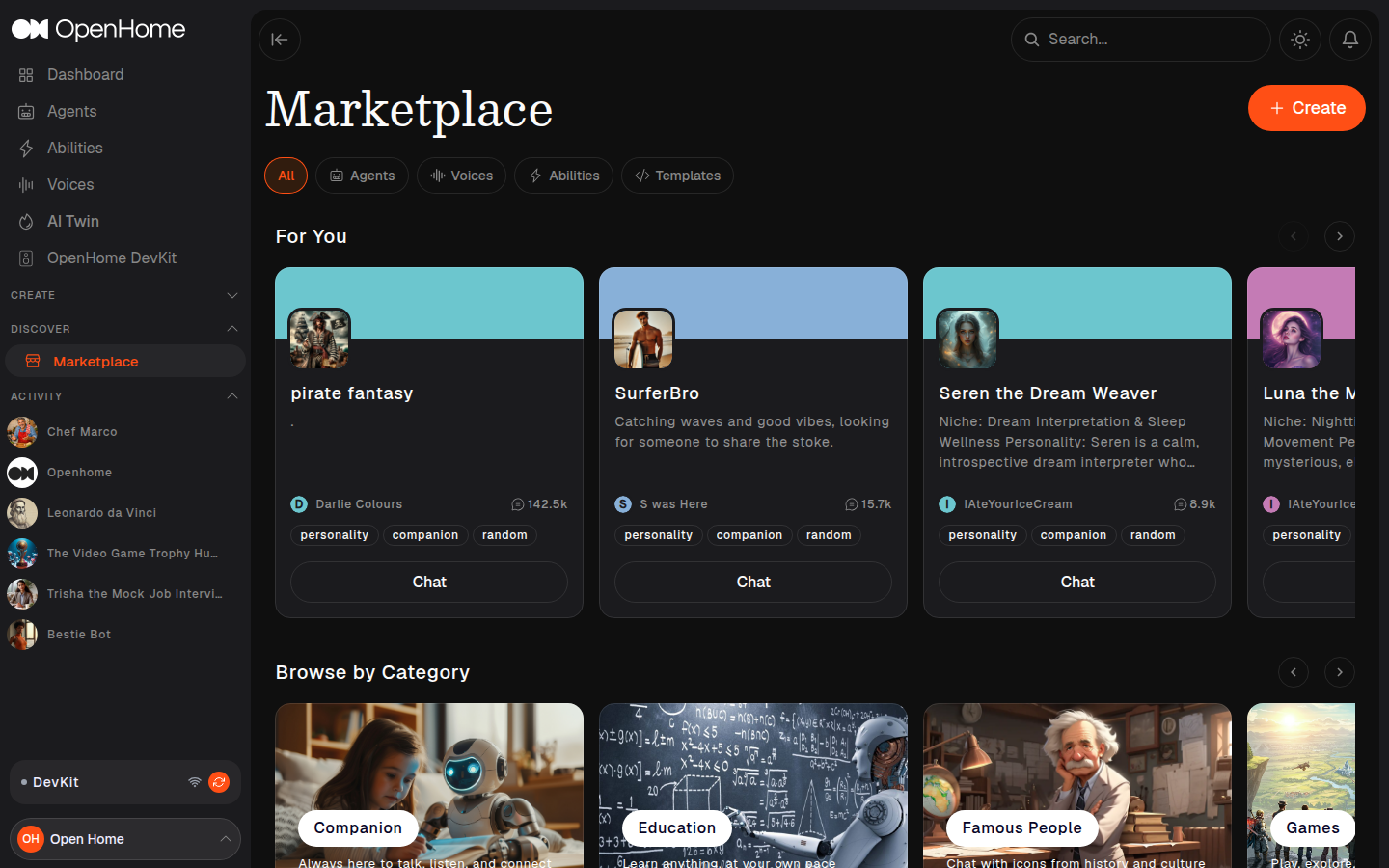 Marketplace page