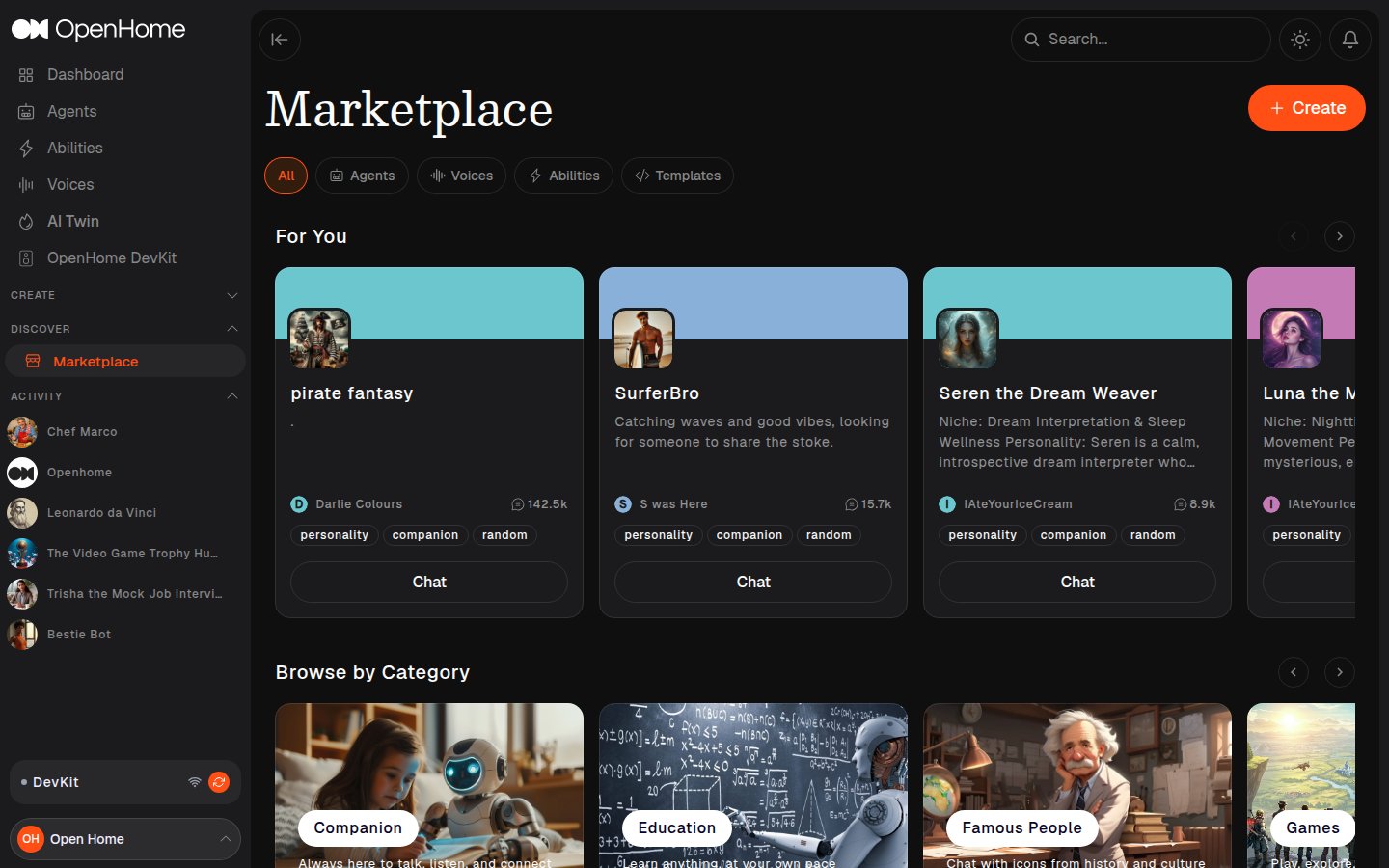 Marketplace page